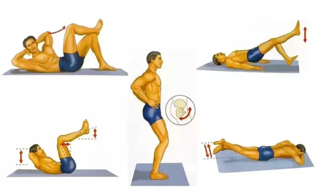 Et sett med fysiske øvelser for å øke styrken hos menn